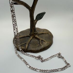 Italian Sterling Silver Figaro Chain Necklace 21”